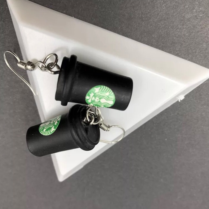 New! Starbucks Black Travel Mug Earrings